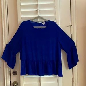 COPY - J. CREW Bell Sleeve Peplum Ruffle Blouse in Royal Blue - Size XXL